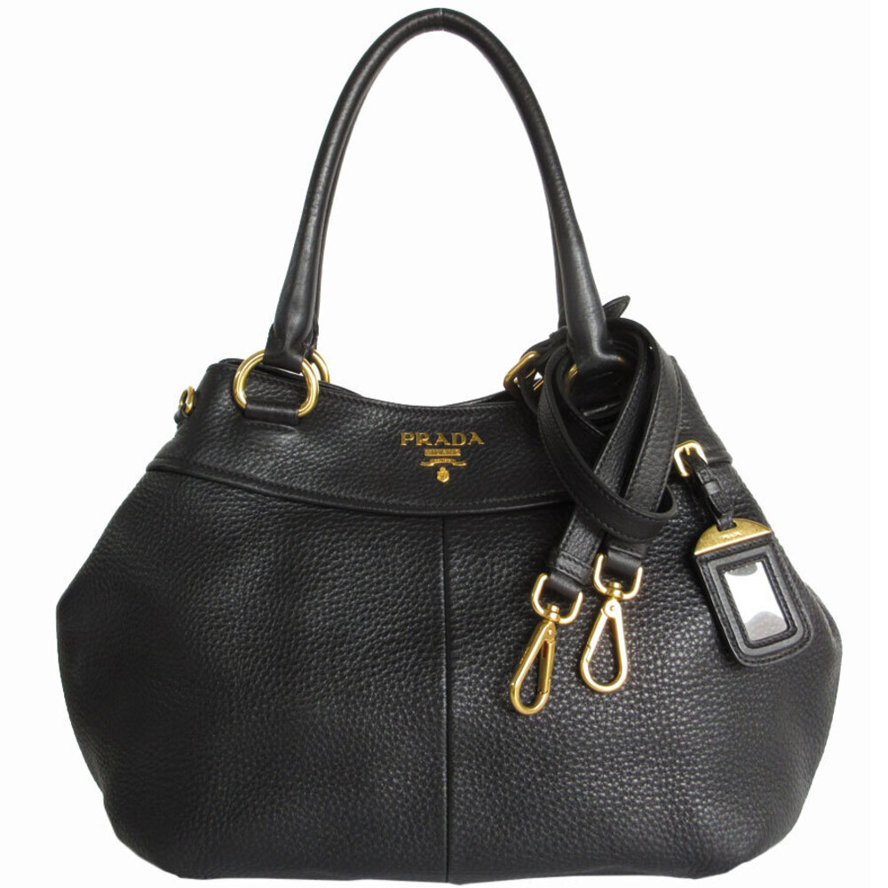 Prada Black Vitello Daino Leather 2way Tote Bag